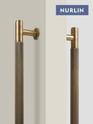 Nurlin Brass Door Double Single Sided Linear Striped Pull Bar Wood Gate Glass Door Shower Room Kitchen Appliance Matt Gold Black