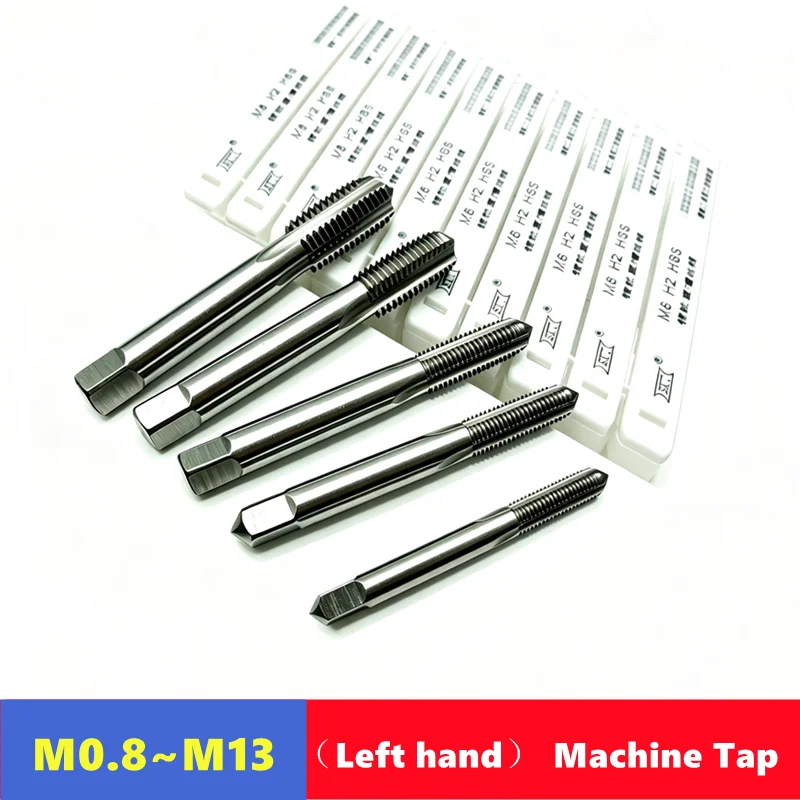 HSS Left-hand metric straight groove tap M0.8-M13, used for machine tool metal internal thread tapping tool