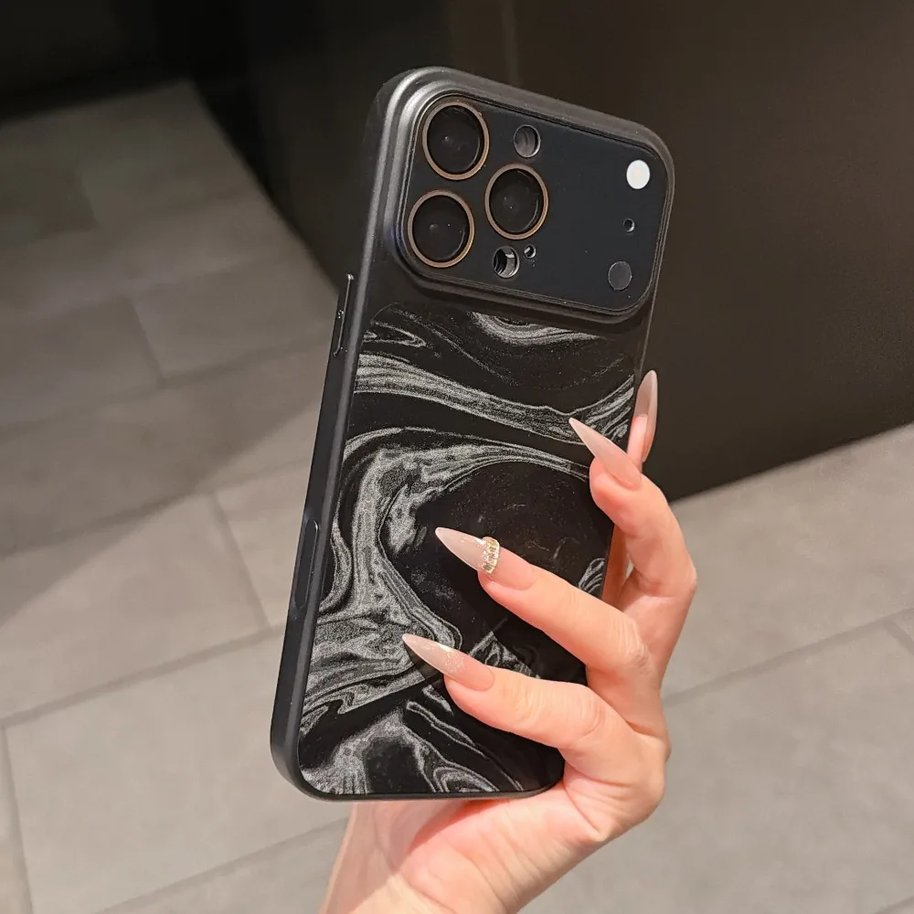 

For iPhone 17 Pro Max Case Marble Swirl Pattern Glossy Shockproof Protective Cover Compatible with iPhone 16 15 14 13