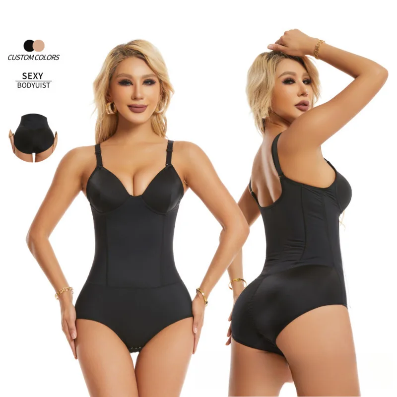 Women’s Shapewear Firm Waist Shaping High-waisted Firm Compression Sheer Back Shaper Panty with Built-in Minimizer Bra Fajas