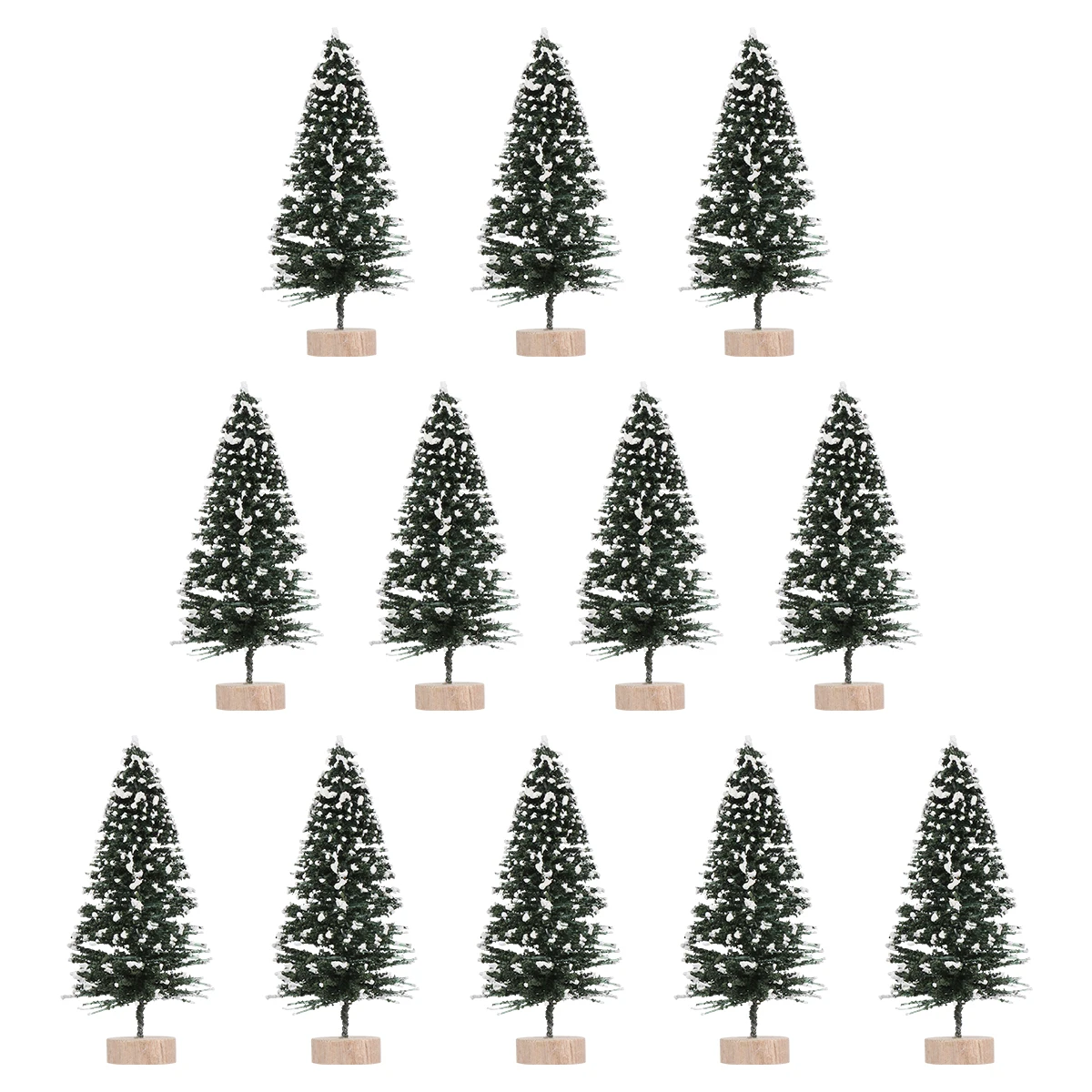 

12Pcs Mini Christmas Trees Artificial Snow Frost Wooden Base Decoration for Home Party Table Craft Display Xmas Ornaments Set