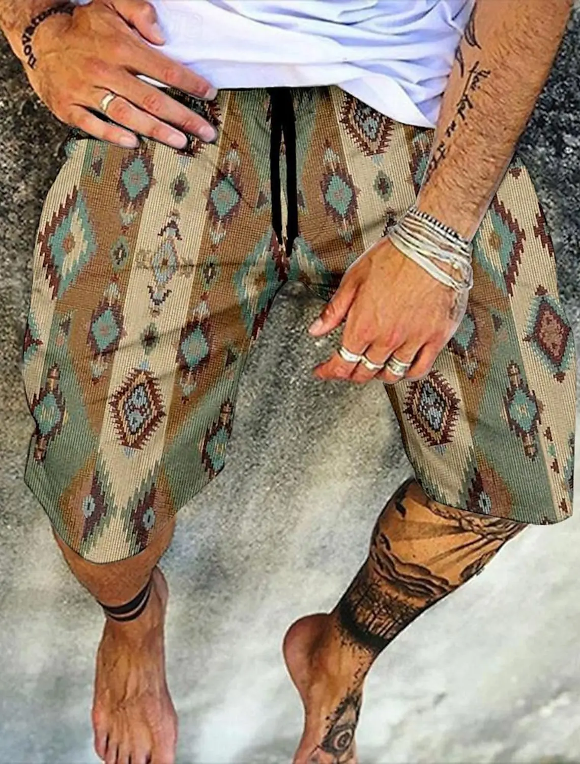 Bañadores Retro para hombre, pantalones cortos de playa con estampado de estilo étnico 3D, pantalones cortos deportivos de ocio al aire libre de secado rápido, pantalones cortos de baño para hombre