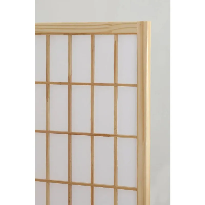 مقسم غرفة شاشة شوجي ياباني مكون من 4 ألواح إطار من الخشب الطبيعي قسم منزلق