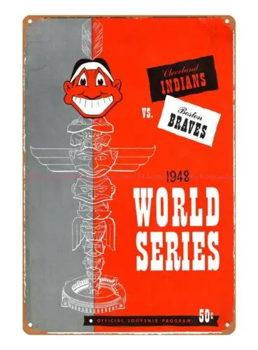 purchase art 1948 baseball Indians vs Braves sports Program tin sign