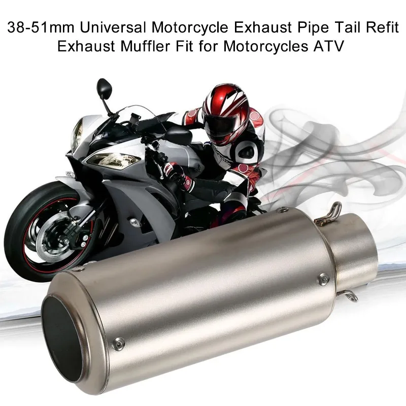 38-51mm Universal Motorcycle Exhaust Pipe Tail Refit Exhaust Muffler Fit for Motorcycles ATV