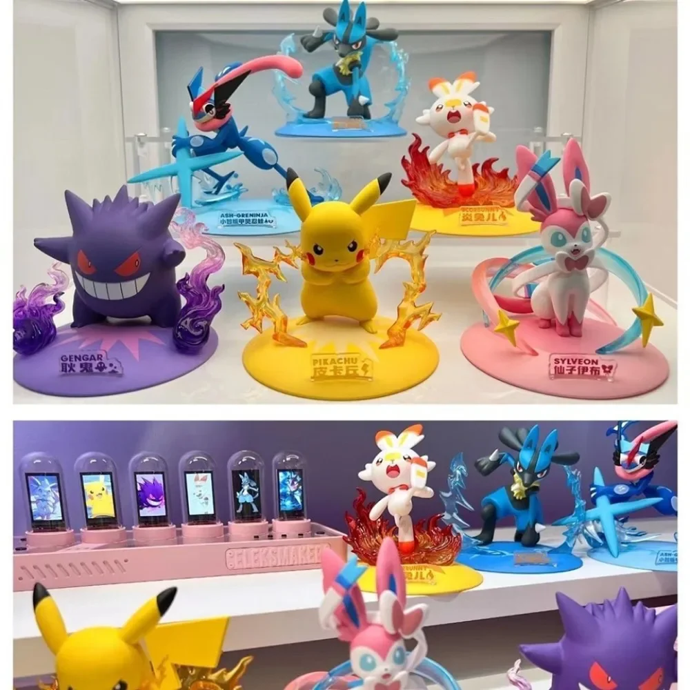 Genuine Pokemon Action Figures Anime Pikachu Fairy Eevee Scorbunny Togepi Gengar Cute Compact Model Toys Ornament Children Gifts