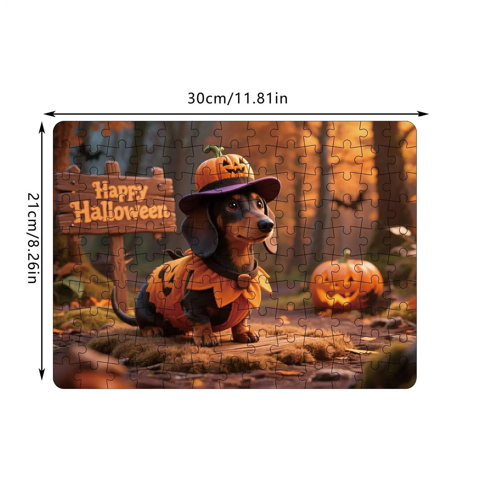 할로윈 퍼즐 130피스 어린이용 퍼즐, 호박과 동물이 포함된 재미있고 어려운 가족 휴가용 할로윈 게임