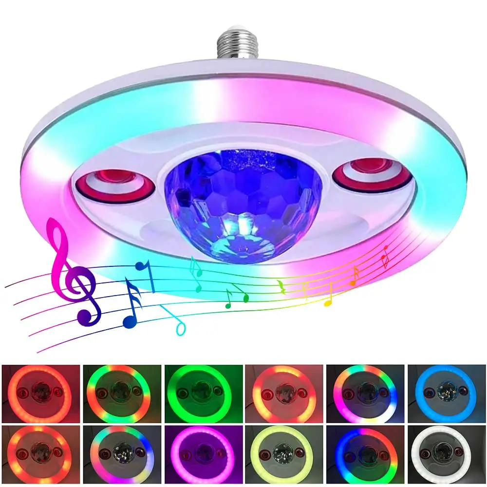 Imagem -03 - Led Inteligente Colorido Bluetooth Lâmpada de Teto E27 Lâmpada Disco Alto-falante Música Noite Luz com Controle Remoto Casa Decoração 85265v