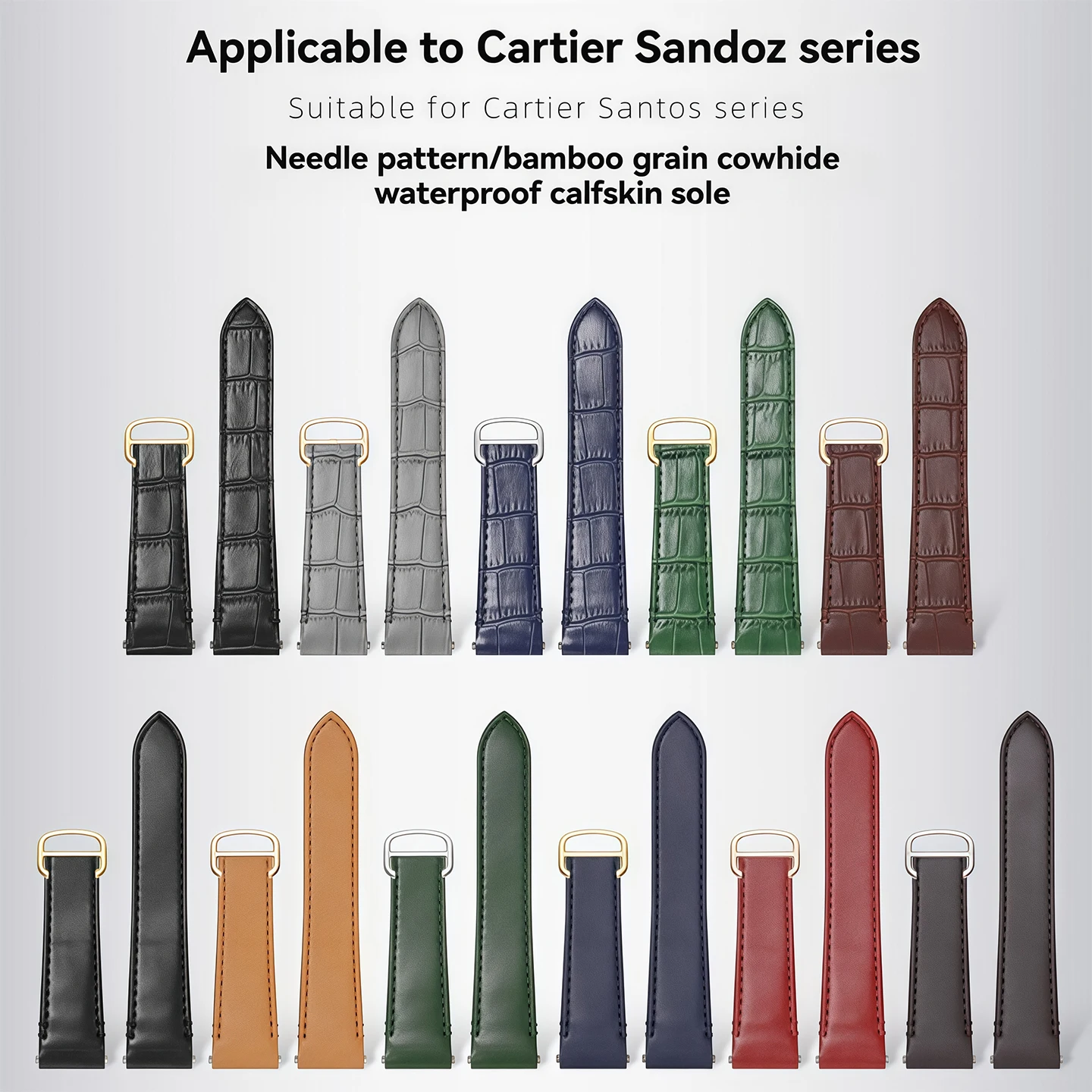 19/21mm For Cartier Santos Cowhide Watchband WSSA0010 WHSA0021 Series Quick Release Crocodile Pattern Men Women Strap Customized