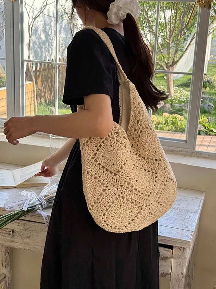 

Новинка 2024 года, тканая сумка, пляжная сумка для отдыха, модная и женская повседневная женская сумка на одно плечо большой вместимости