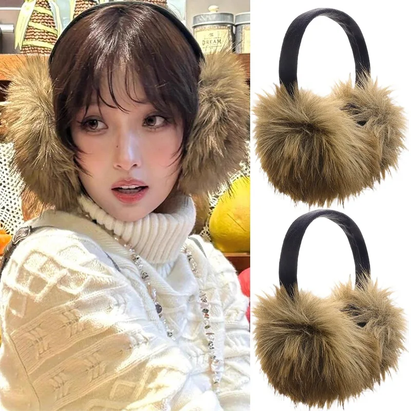 Fashion Faux Mink Fur Earmuffs for Women Men Winter Thicken Keep Warm Earplugs Girls Plush Cold Protection Wind-proof Ear Cover