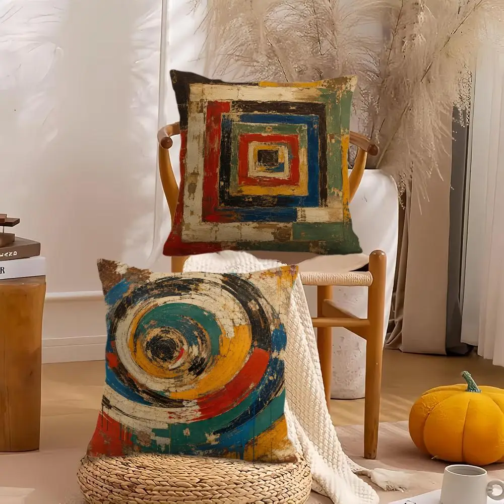 Retro Abstract Swirls Cushion Cover Soft Plush Throw Pillow Cover Double-Sided Decorative Cushion Case Sofa Bedroom Home Decor
