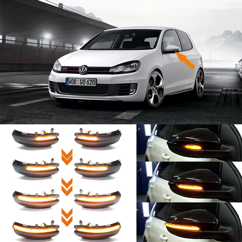 

Turn signal LED dynamic side mirror flashing indicator light sequentially For VW Volkswagen Golf 6 MK6 GTI R20 2008-2014