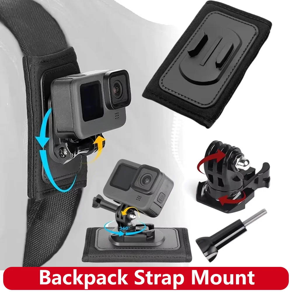 Backpack Strap Mount Rotatable Quick Release Base for GoPro 13 12 11 10 SJCAM AKASO Insta360 DJI Osmo Action Camera Accessories