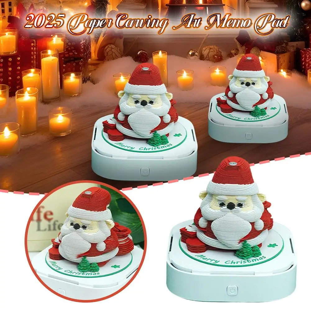 

3d Santa Claus Memo Pad Paper Carving Notes 2025 Calendar Tear-away Pad Light Paper Notepad Kids Birthday Memo Gift With Le E6f3