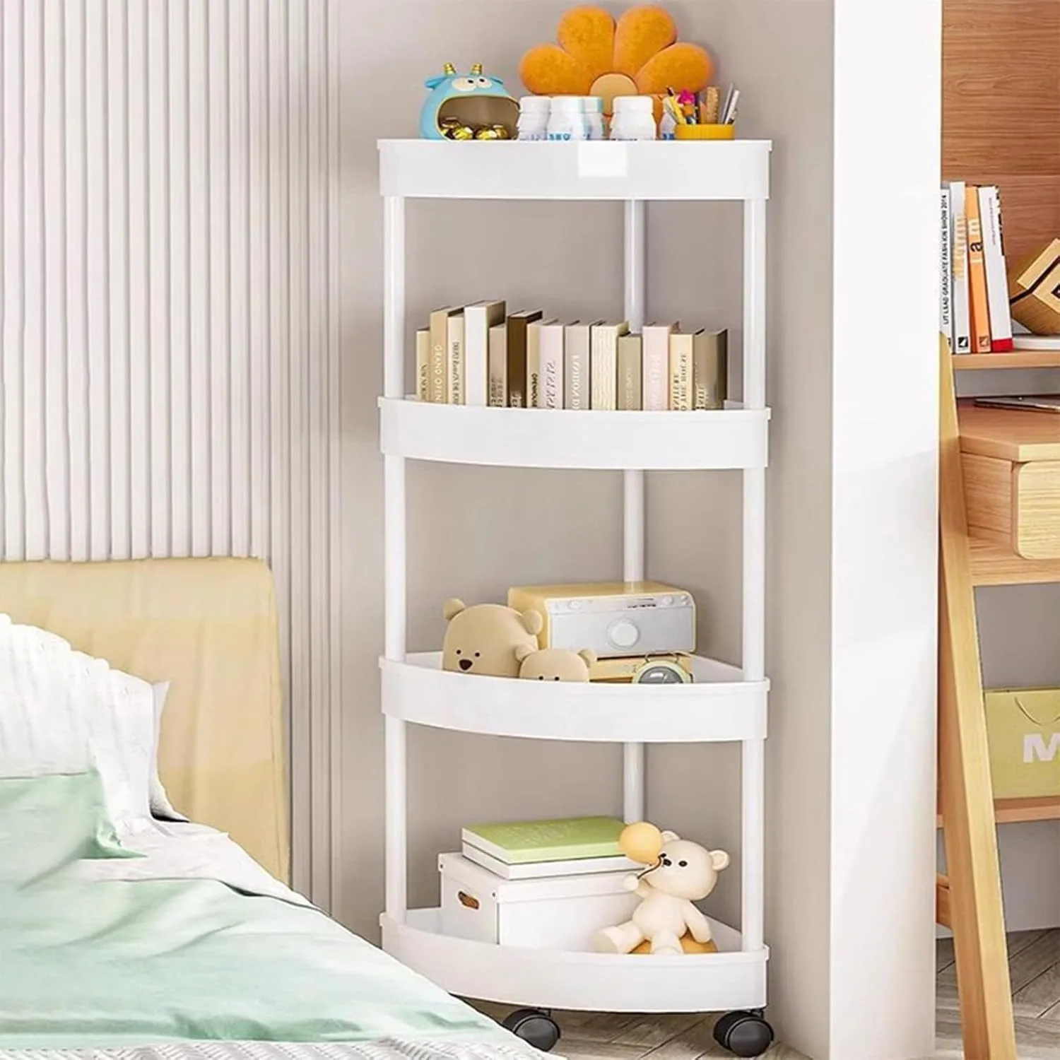 3/4 طبقات رف تخزين زاوية منظم لتوفير المساحة متعدد الوظائف للمطبخ وغرفة المعيشة والحمام #1