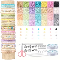 3mm Macaroon Color Series Glass Seed Beads Kit With Metal Jewelry Accessories for Jewelry Bracelet Necklace Making DIY 8500PCS