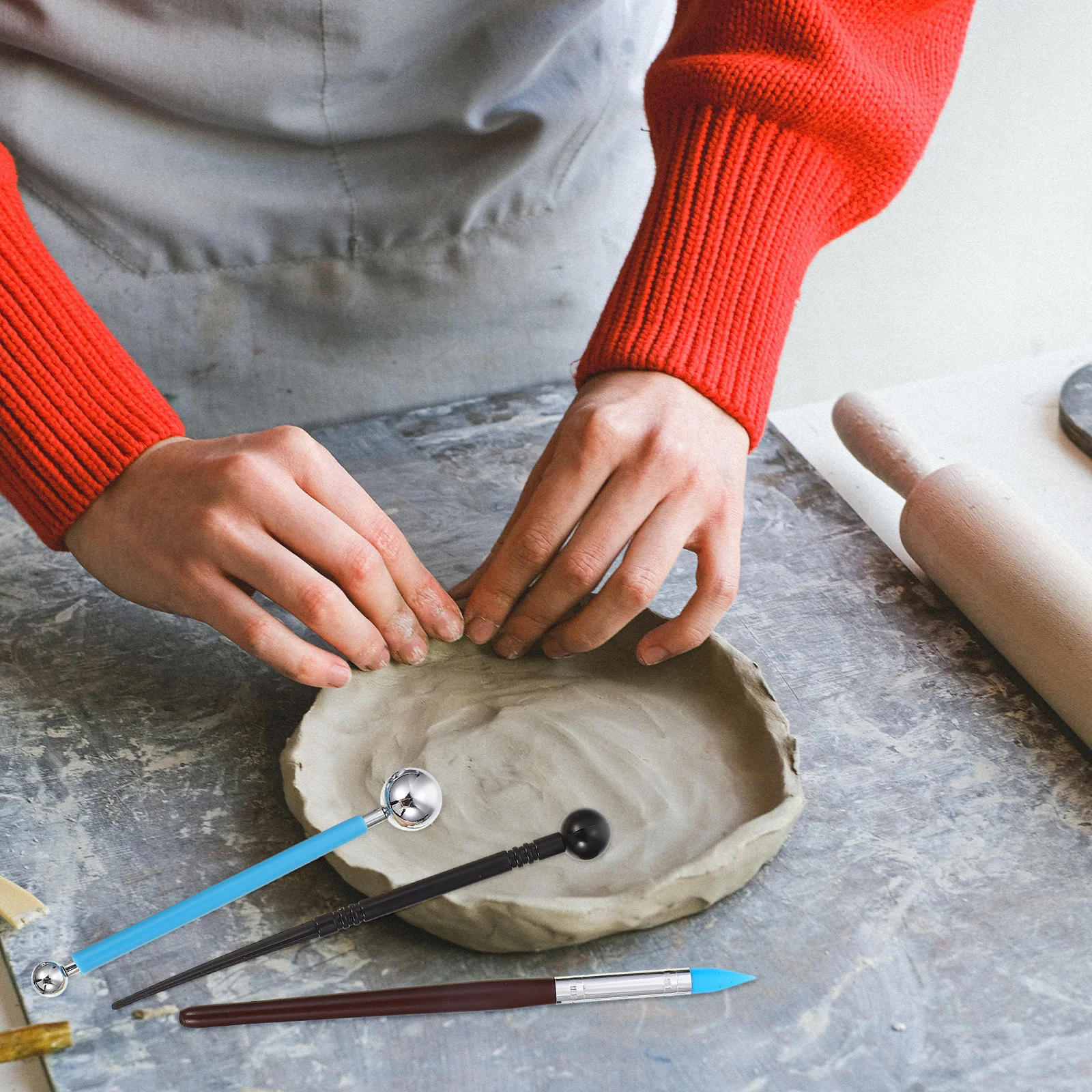 1 مجموعة بوليمر كلاي أدوات الطين النحت عدة الفخار نحت النمذجة نحت النحت DIY بها بنفسك أدوات حرفية الفخار النمذجة أداة #6