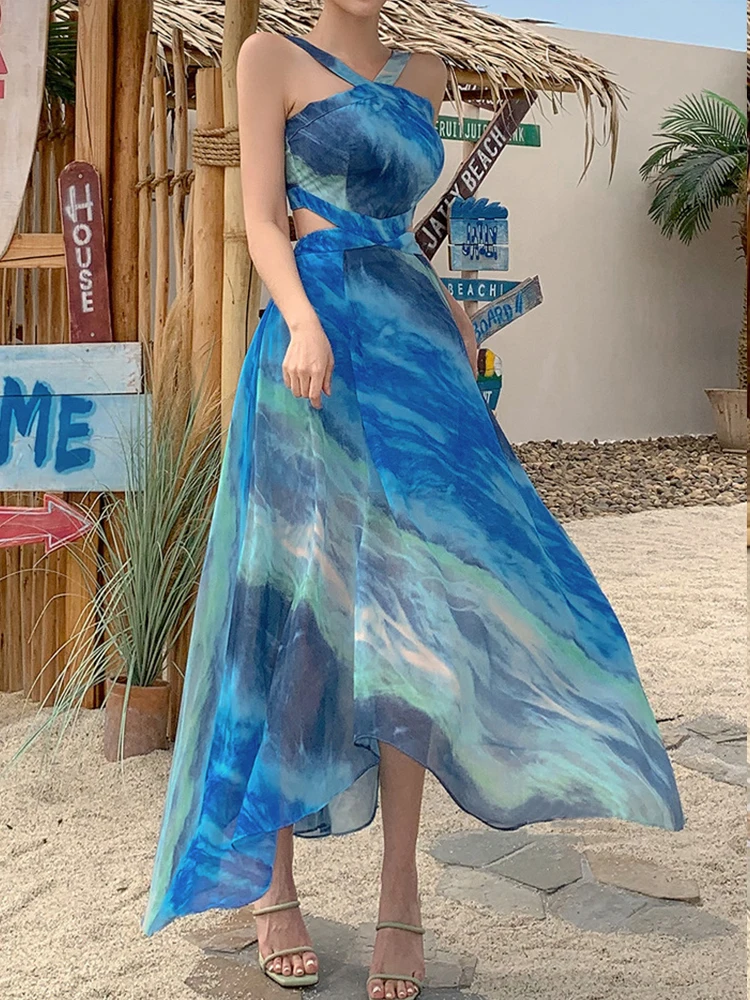 Vakantie Vakantie Lange Jurk Vrouwen Kleding Elegant Uitgehold Sexy Slinger Van De Schouder Rugloze Maxi Robe Feest Prom Vestidos Lady