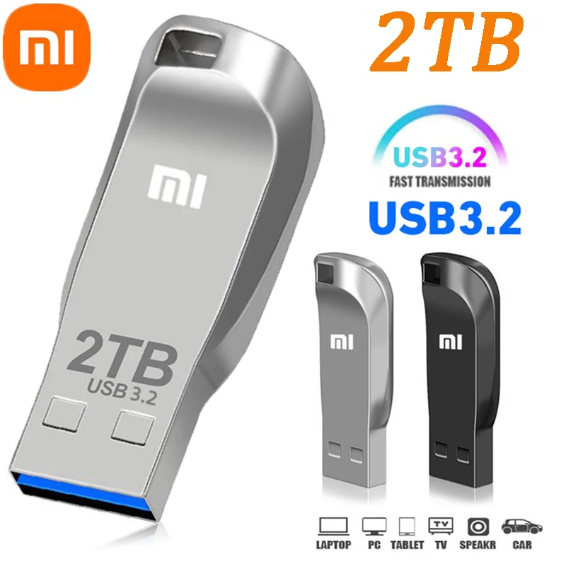 Xiaomi-Pen Drive USB 3,2 de 2 TB, unidad Flash de Metal de gran capacidad, almacenamiento de transferencia de alta velocidad, Memoria impermeable,