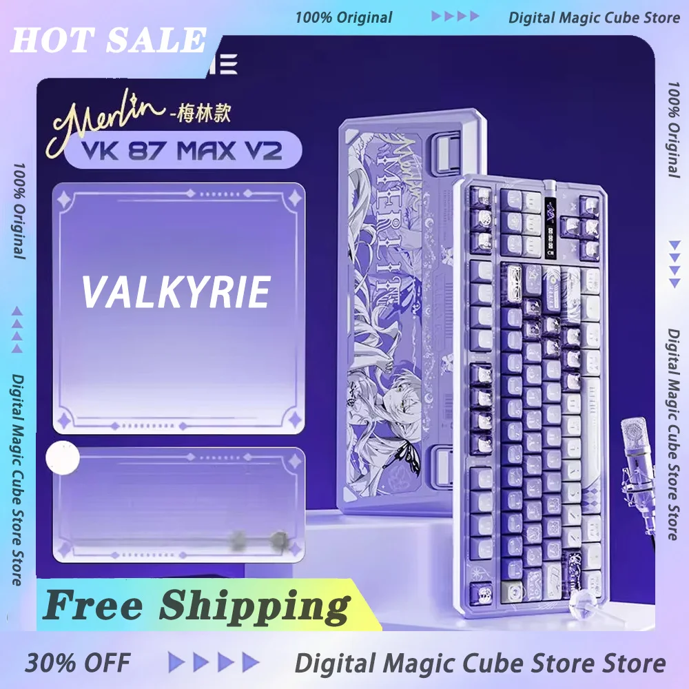 VALKYRIE VK87 V2 Tri-mode Wireless Mechanical Gaming keyboard Double 8K Hot-swappable E-sports Keyboard PC Gamer Gifts