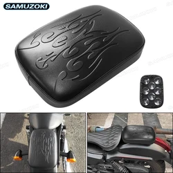 Motorcycle Pillion Pad Suction Cup Solo Rear Seat Passenger Saddle Seat For Harley Moto flame Cruiser Chopper Custom Cushion