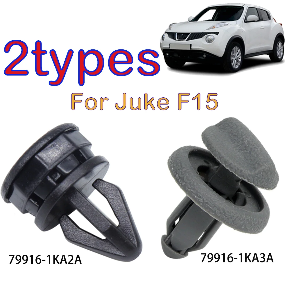 2X Ganci per scaffali per pacchi per Nissan Juke F15 2010 - 2015 Fissaggio per bagagliaio posteriore Pulsante in plastica Staffe per bagagli Clip