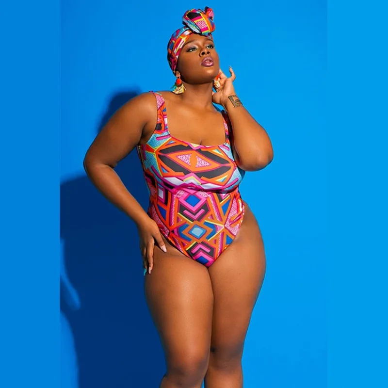 

Large - Sized Women's Digital Print One - Piece Bikini Swimsuit, Stylish Design