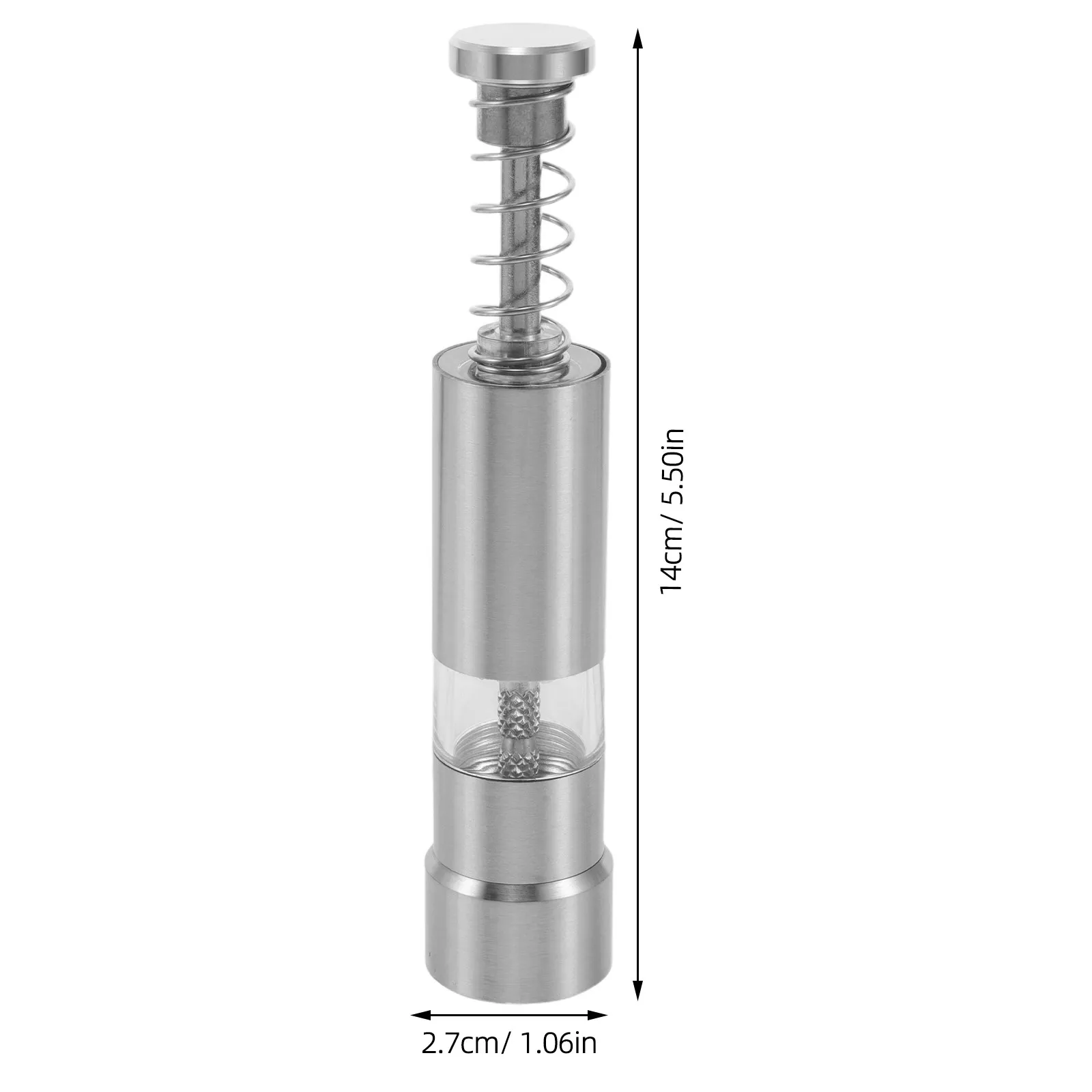 2Pcs Stainless Steel Manual Pepper Mill Handheld Kitchen Spice Grinder Refillable Spring Mechanism Fine Powder Grinder