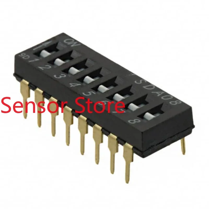 10PCS SDA08H0BD Dial Switch 8-position 2.54mm Flat  Code Gold-plated Pin 8P