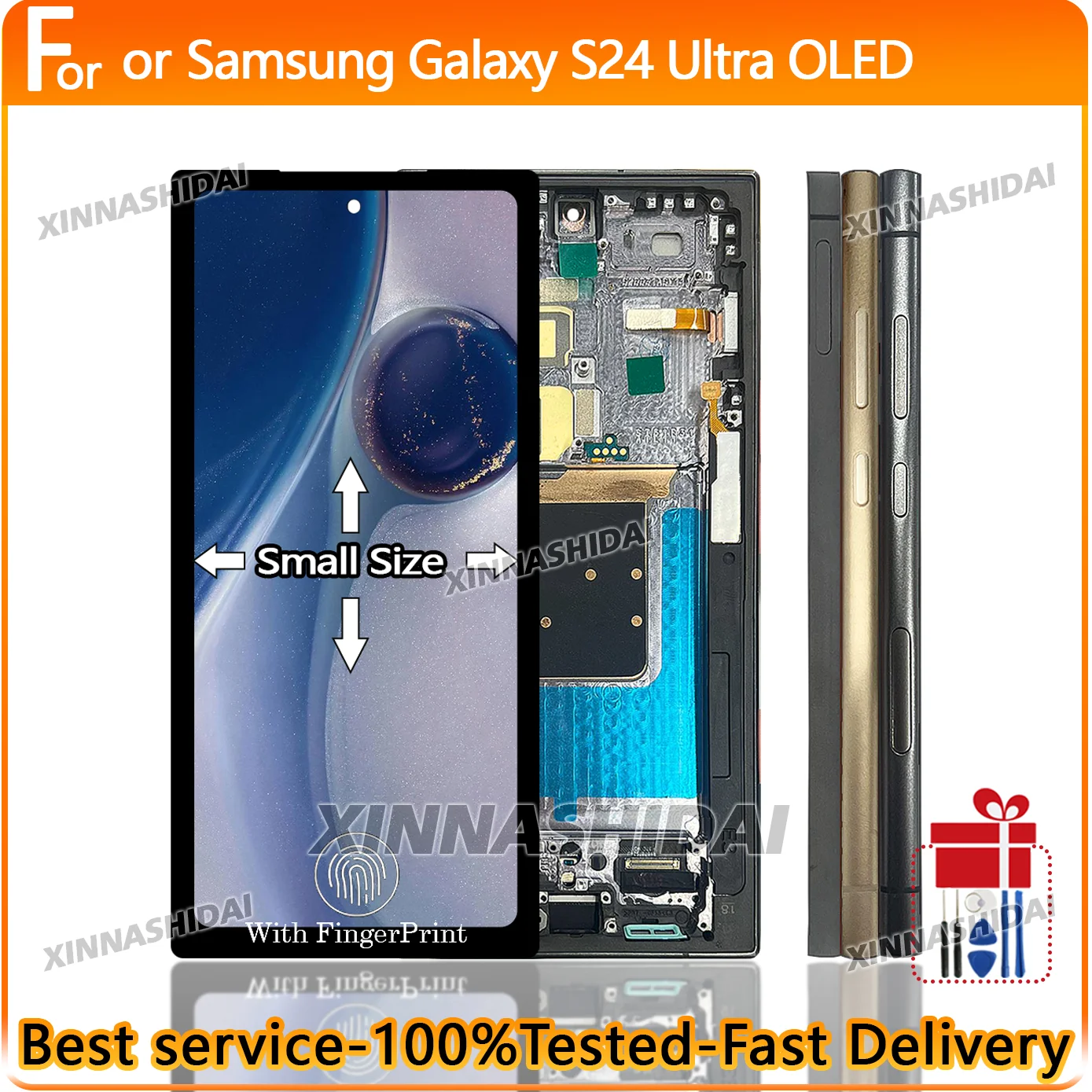 AAA+Quality OLED For Samsung S24 Ultra Small Size LCD Display With Frame Touch Screen Digitizer Assembly Replacement Repair