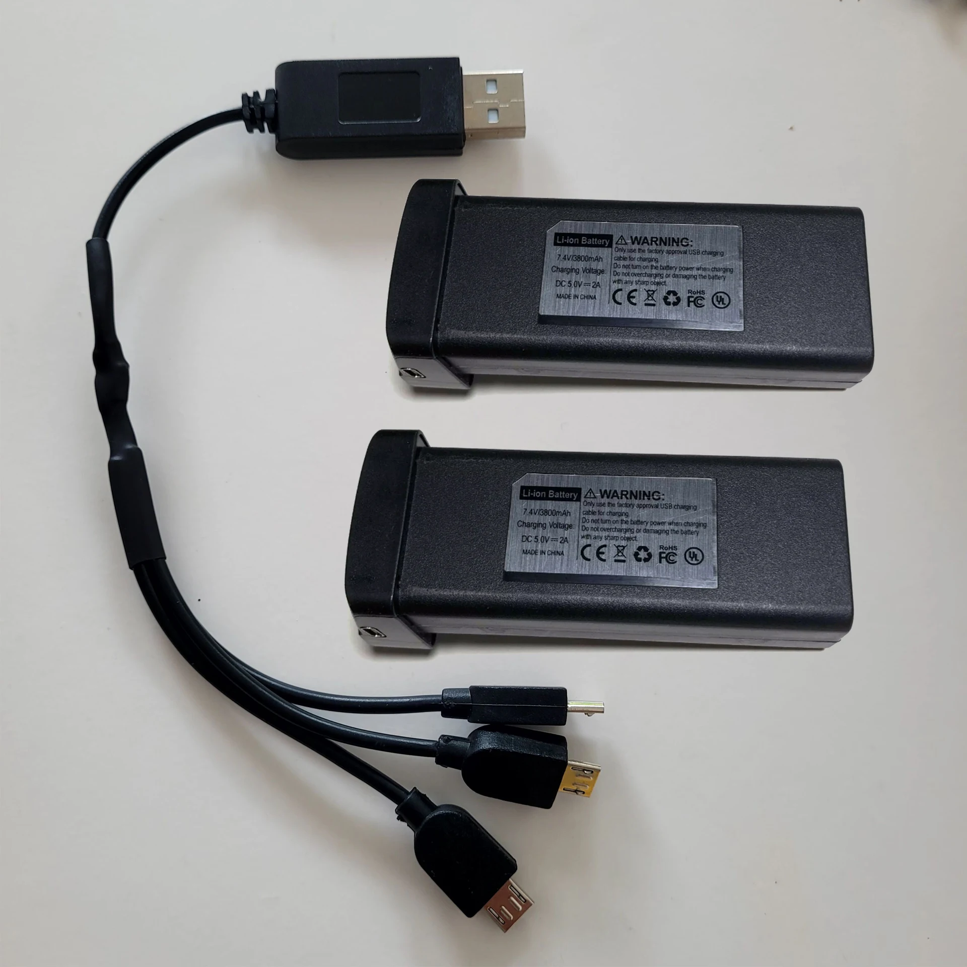 

7.4V 3800mAh Battery 3 in1 USB Charger Cable Spare Part for S155 RC Drone GPS Quadcopter Accessory