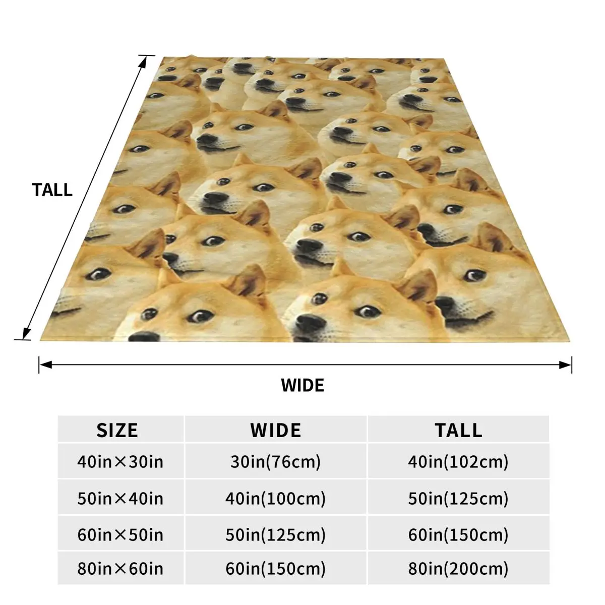 Doge Wow Pattern Shiba Inu Doggo Dog Meme Montage Blanket Fleece Sofa Throw Blanket Home Bedroom Outdoor Throws Bedspread Quilt