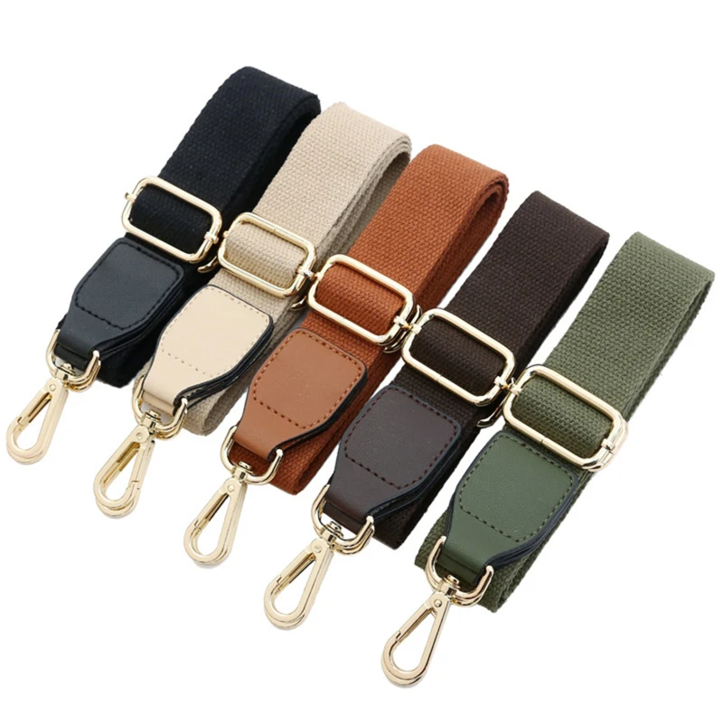 

Solid Color Cotton Webbing With Pu Leather Long Shoulder Strap Adjustable Shoulder Messenger Bag Accessory Bag Obag