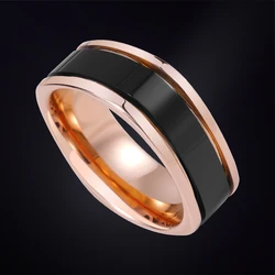 Rings for Men Women Couple for Wedding Tungsten 8mm Width Rose Gold Fine Jewelry, Comfort Fit, Customized
