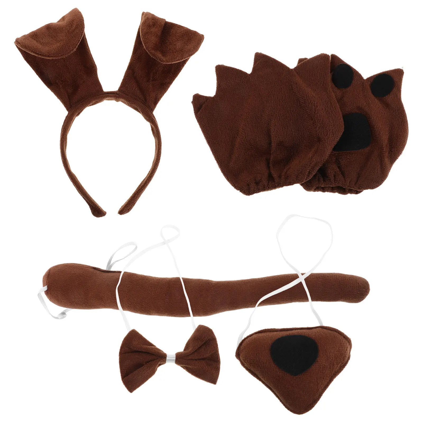 1Set Kids Animal Dress Up Set Cute Dog Character Costume with Ear Headband Tail Bow Tie Nose Mittens for Party Cosplay
