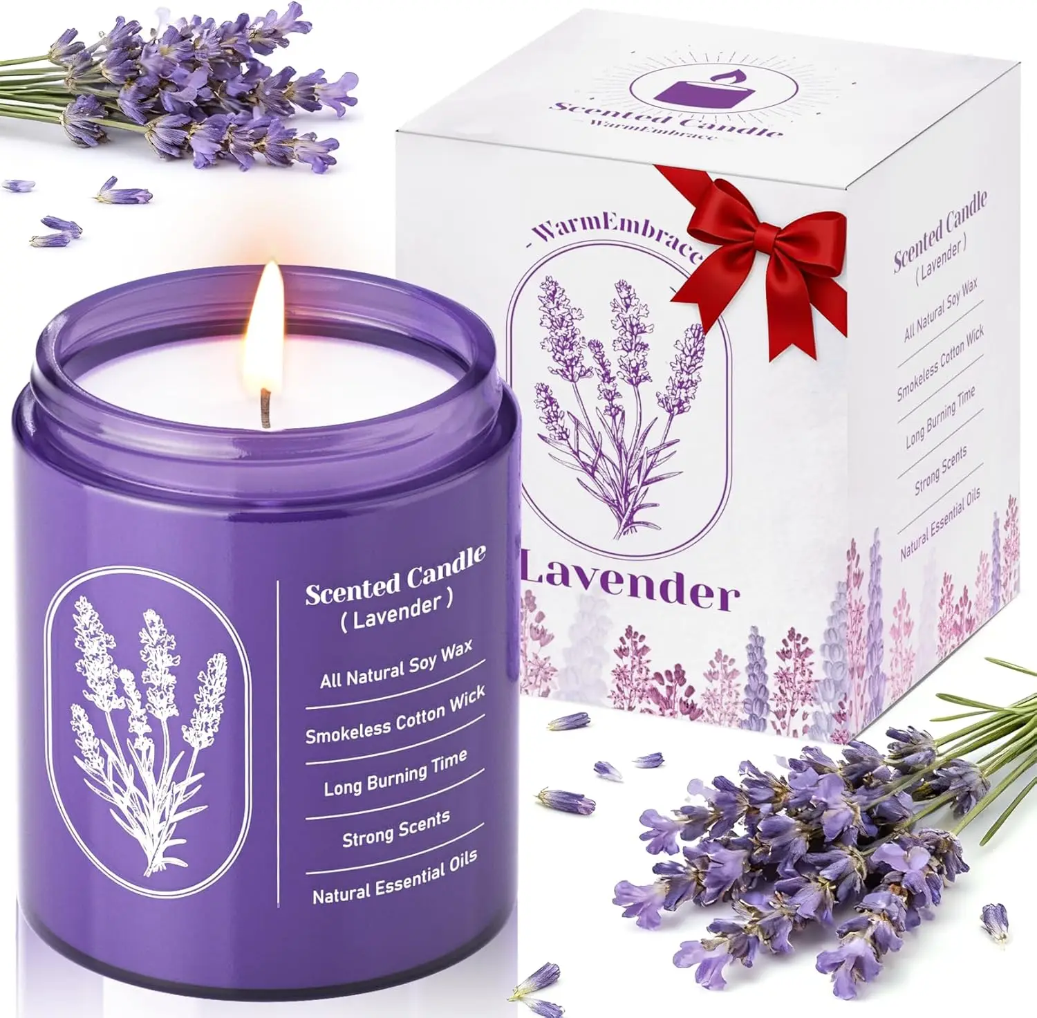 Lavender Scented Soy Candles, 7.5 oz Highly-Scented for Home, Birthday & Gifts for Women