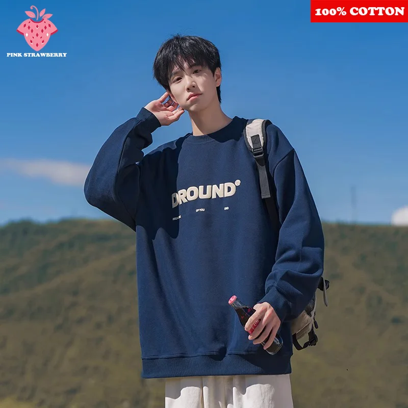 

American style o-Neck Sweatshirt Men Autumn Winter 2025 New Casual Loose Oversize Long sleeves Pullover Y2K Top Men Warm Hoodie