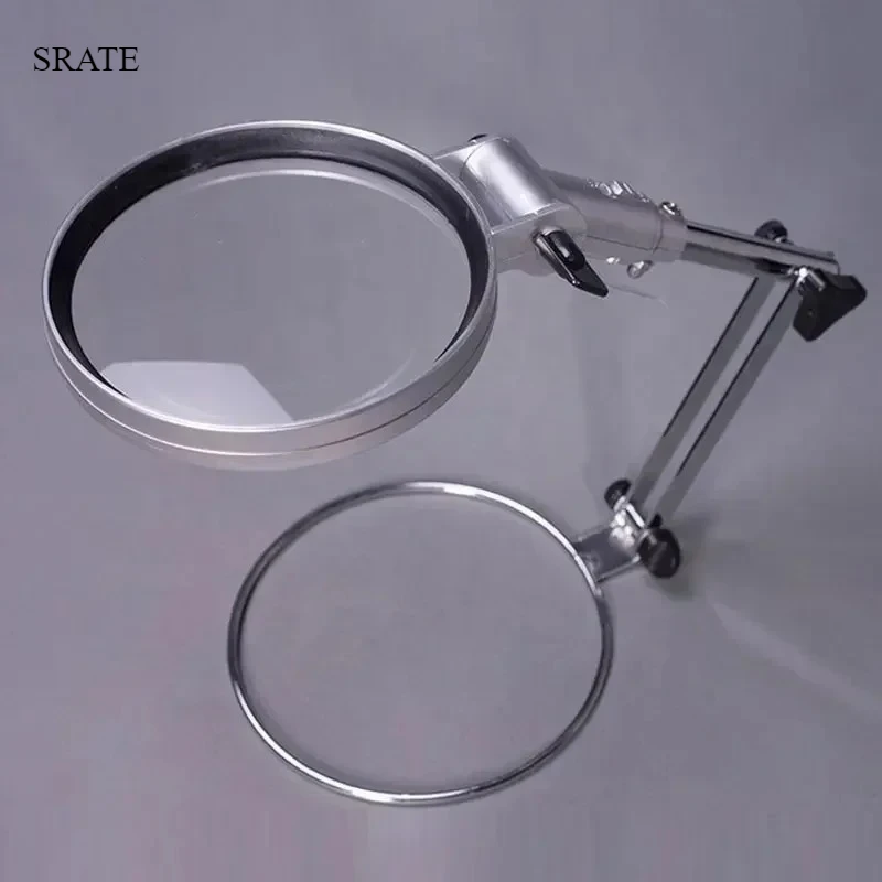 

120mm 2X Folding Desk Magnifying Glass with Light LED Lamp for Reading Repair Engraving Craft Work Magnifier Helping Hands Loupe