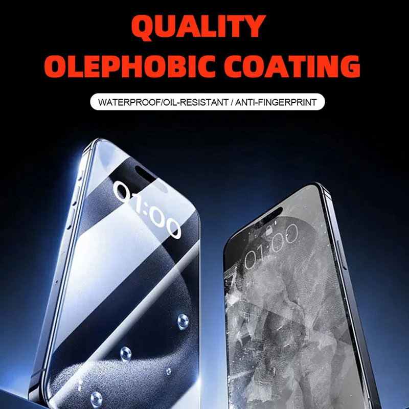 1PC 8K Dust Free Glass For iPhone 15 Pro Max HD Oleophobic Coating Screen Protector for iPhone 15 Pro 15 Anti Peeping Dust-proof