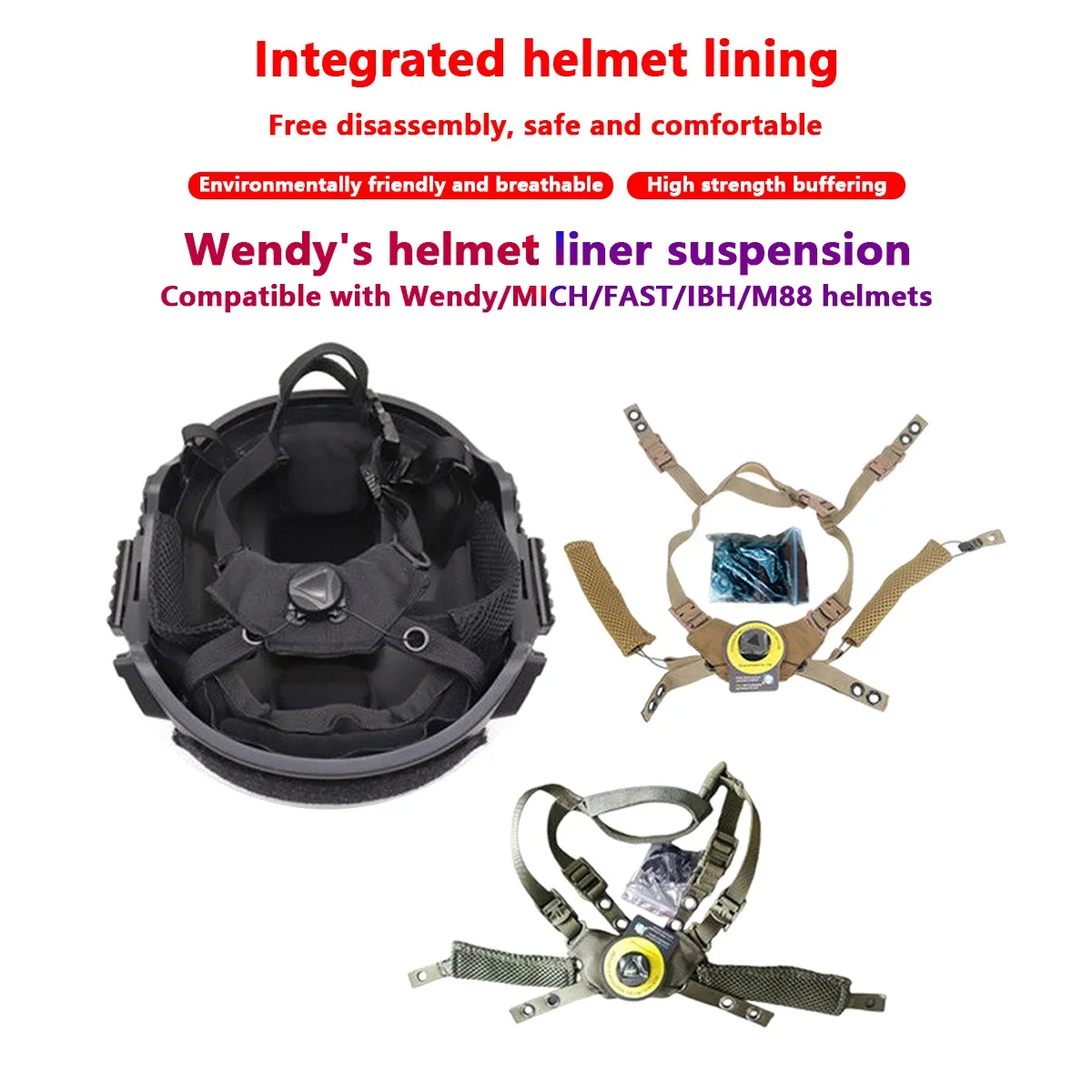 Tactical Wendy Helmet Adjustable Suspension System Fast MICH Helmet Protective Pads Gen4 Memory Spongy Foam Pad Helmet Accessory