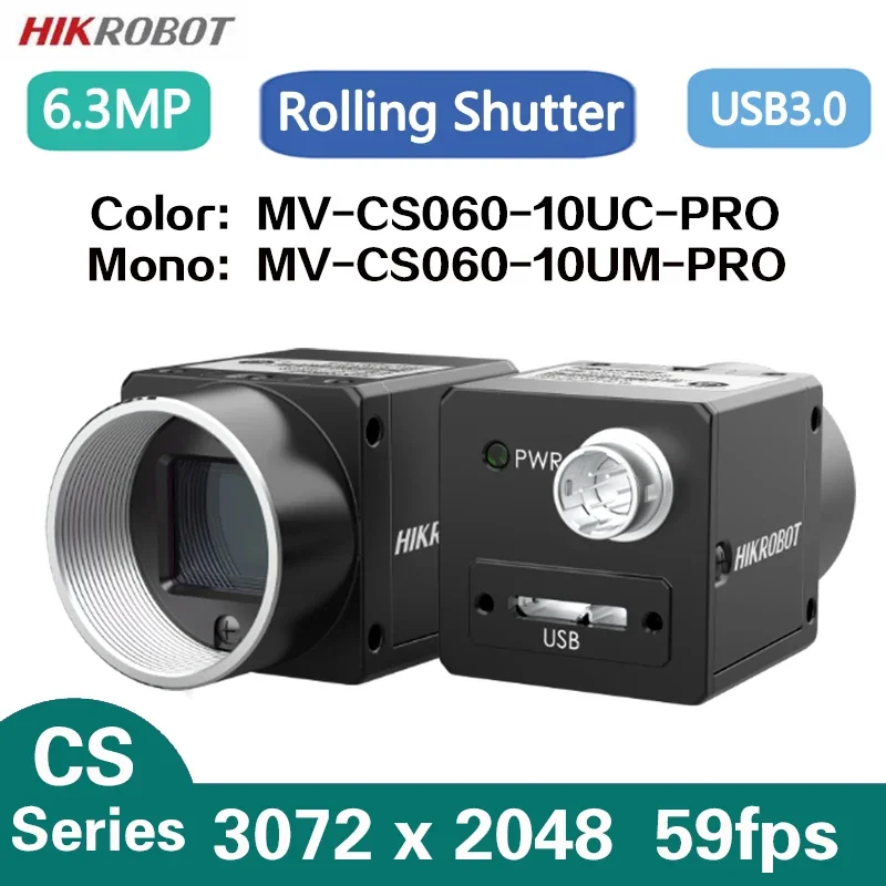 

Hik 6.3MP 1/1.8" 59fps USB3.0 Machine Vision Global Shutter High Speed Area Scan Industrial Camera IMX178 MV-CS060-10UC/M-PRO