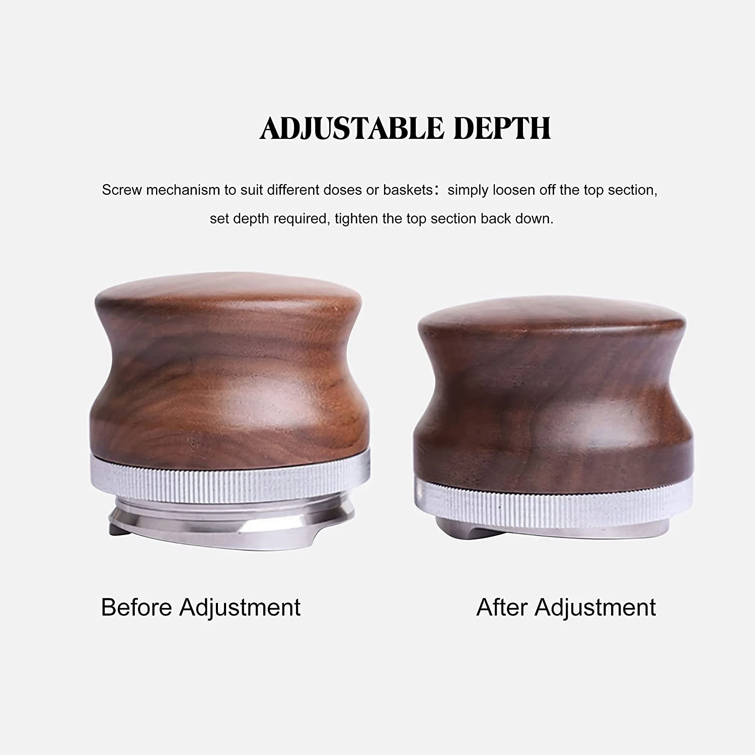 

53Mm Coffee Distributor Espresso Palm Tamper Adjustable Height Coffee Leveler Tool for 54mm Breville Portafilter