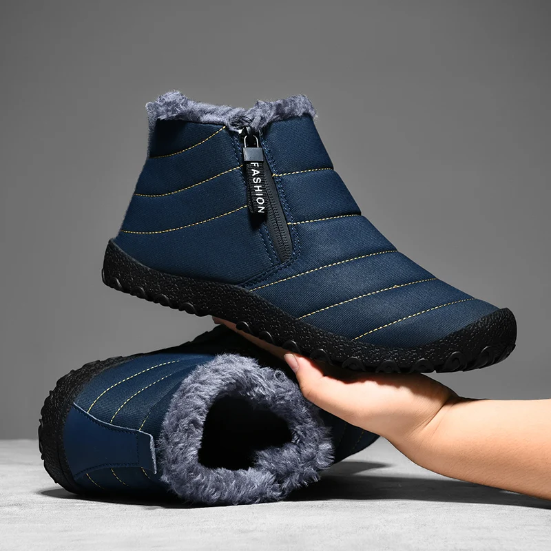 2023 Winter Booties Men Snow BareFoot Casual Shoes Outdoor Work Shoes Ladies Warm Fur Men Ankle Shoes Male Snow Boots Plus Size