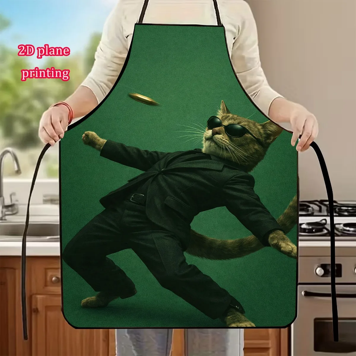 Funny Cat Detective Costume Apron Funny Kitchen Apron for Cooking Baking BBQ Novelty Gift