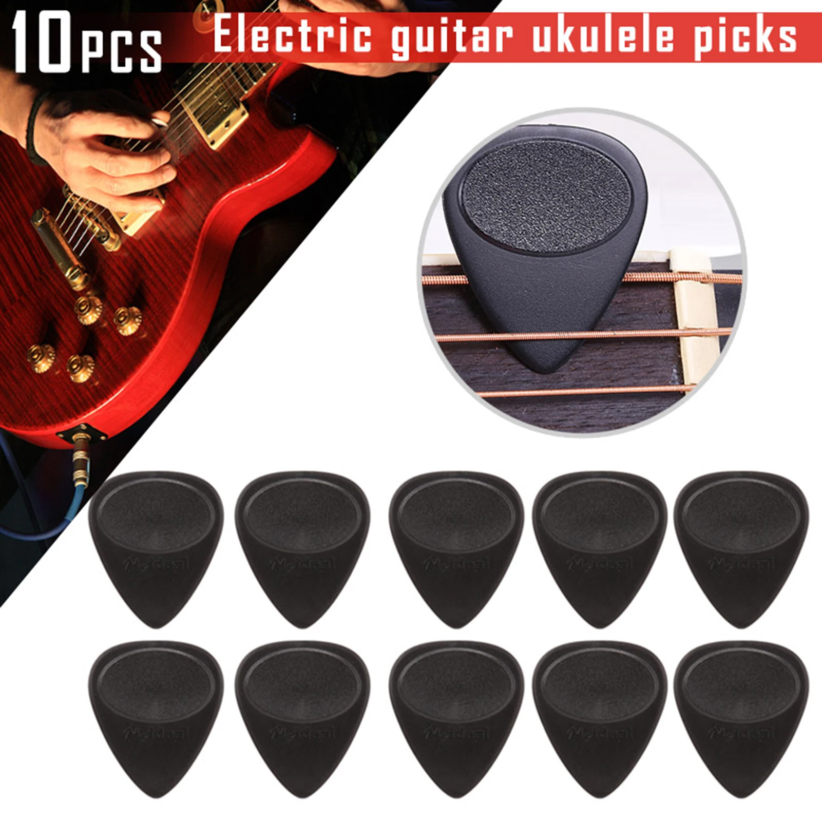 10 Pcs Ukulele Picks 0.7mm Thickness Easy Grip Black Felt Picks Musical Instrument Accessory for Guitar Teaching School Exercise