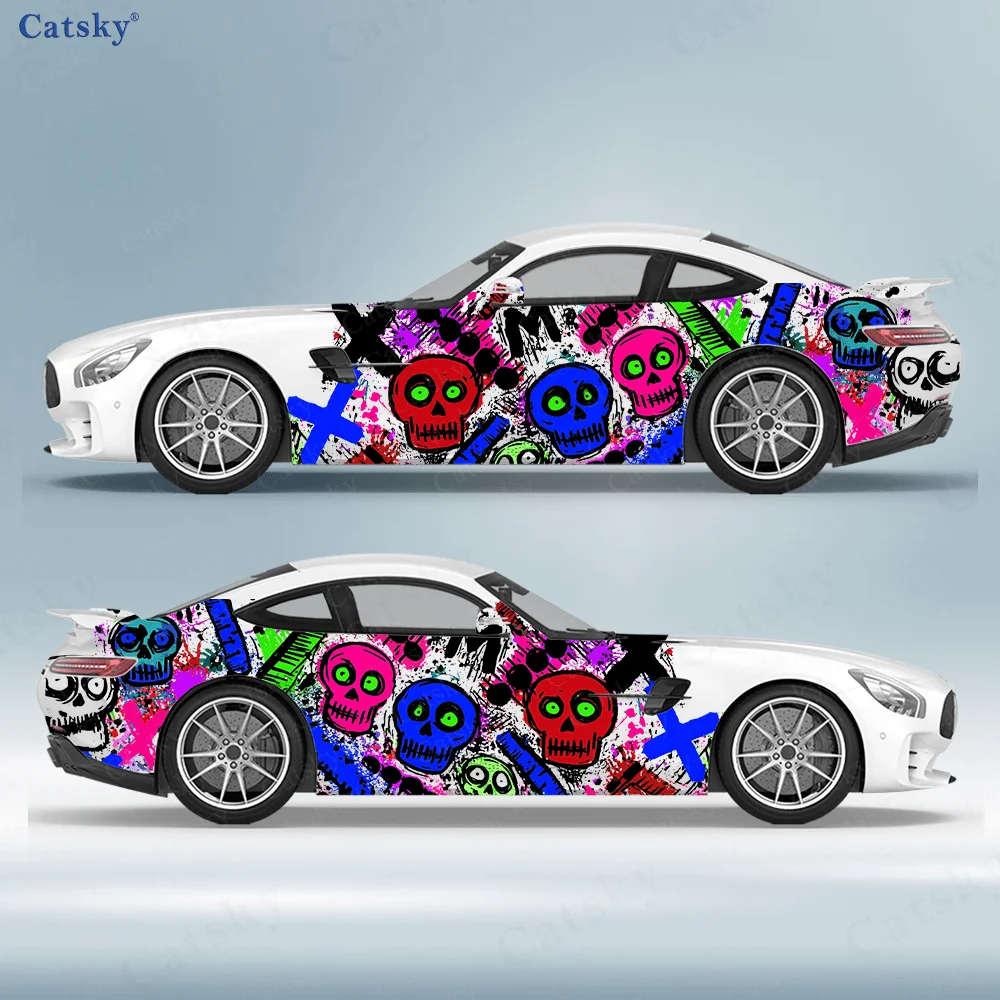 

Graffiti Skull Splash Car Vinyl Wraps Decal Self-adhesive PVC Sticker Suitable for Trucks SUV Decoration Auto Accessories Gift