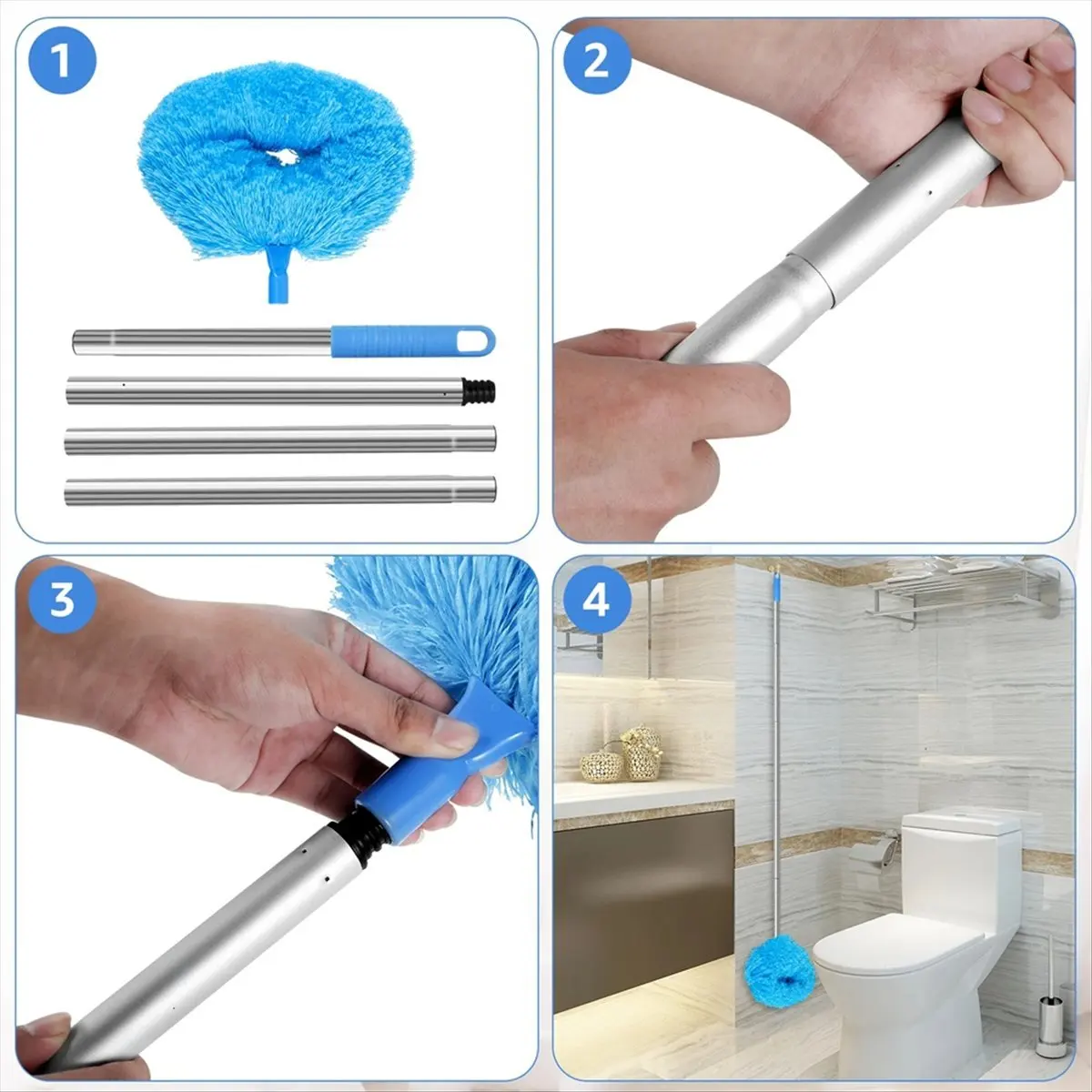 REST Ceiling Fan Cleaner Duster Telescopic Handle with Removable Cleaning Head Reusable Microfiber Ceiling Fan Blade B