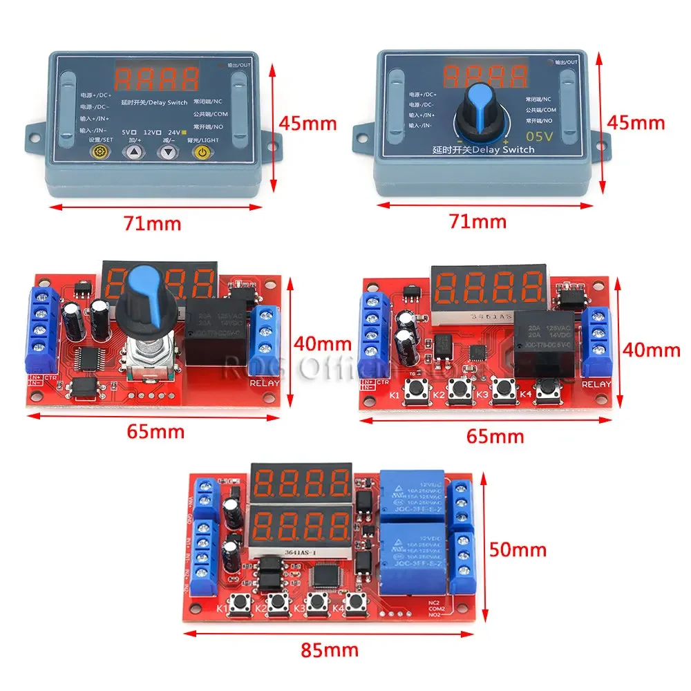 Módulo de relé de retardo de tiempo ajustable, temporizador Digital LED de 5V, 12V, 24V, 10A, CC