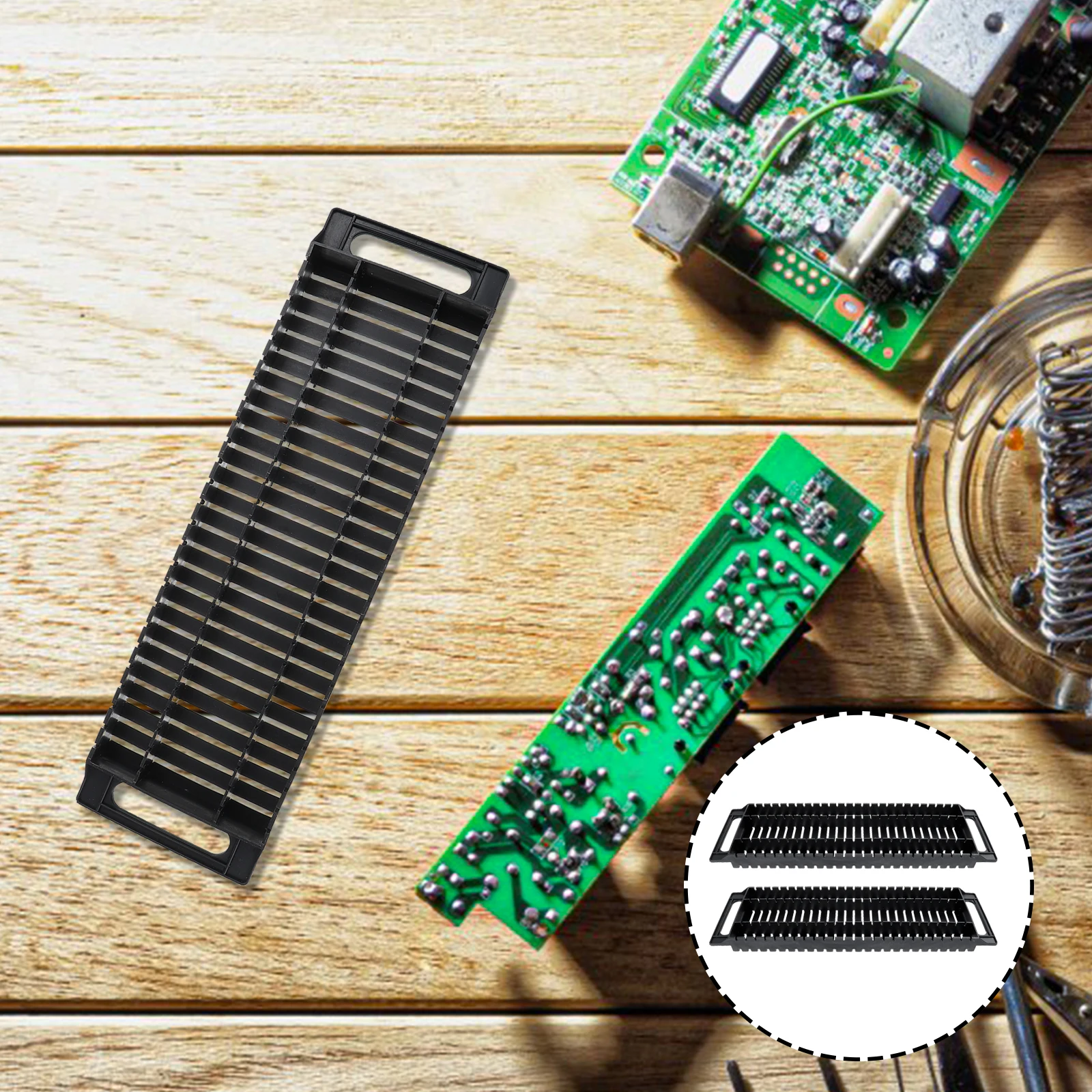

2Pcs Anti-static Bar Frames Black Pcb Racks Tough Wear-resistant Heat Insulation Shock-proof Storage Circuit Board Holder